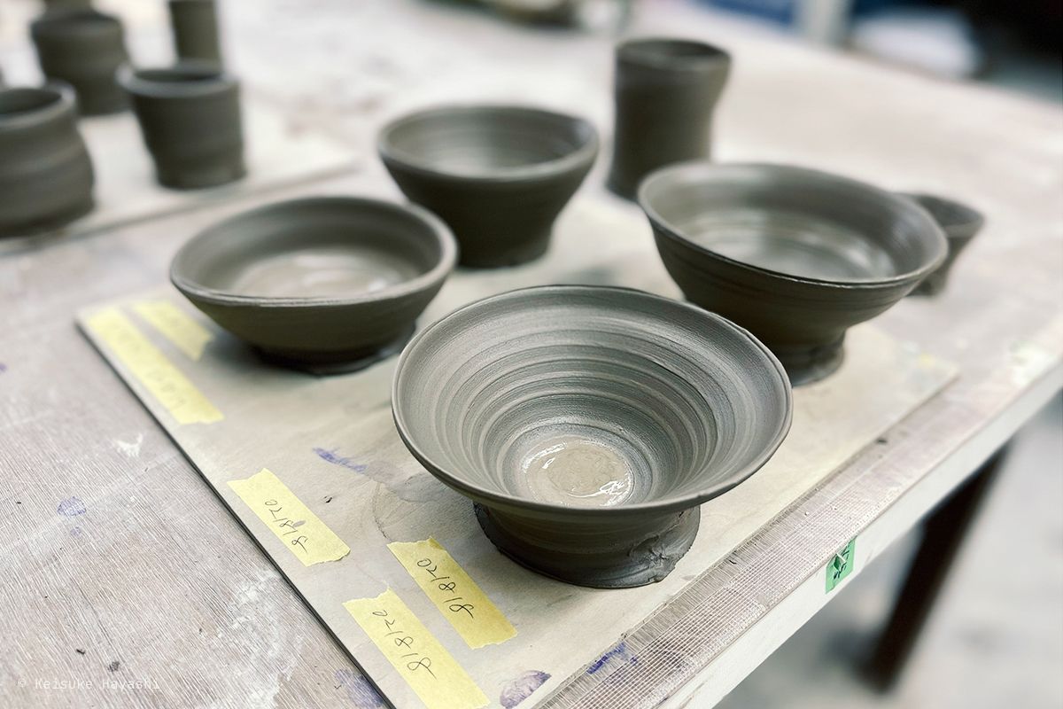 成形したお茶碗