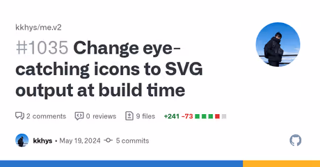 Change eye-catching icons to SVG output at build time by kkhys · Pull Request #1035 · kkhys/me.v2のカバー画像