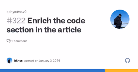 Enrich the code section in the article · Issue #322 · kkhys/me.v2のカバー画像