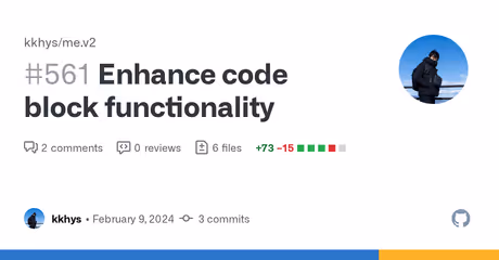 Enhance code block functionality by kkhys · Pull Request #561 · kkhys/me.v2のカバー画像