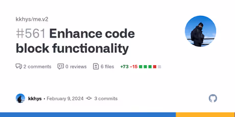 Enhance code block functionality by kkhys · Pull Request #561 · kkhys/me.v2のカバー画像