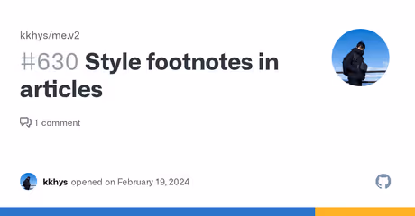 Style footnotes in articles · Issue #630 · kkhys/me.v2のカバー画像